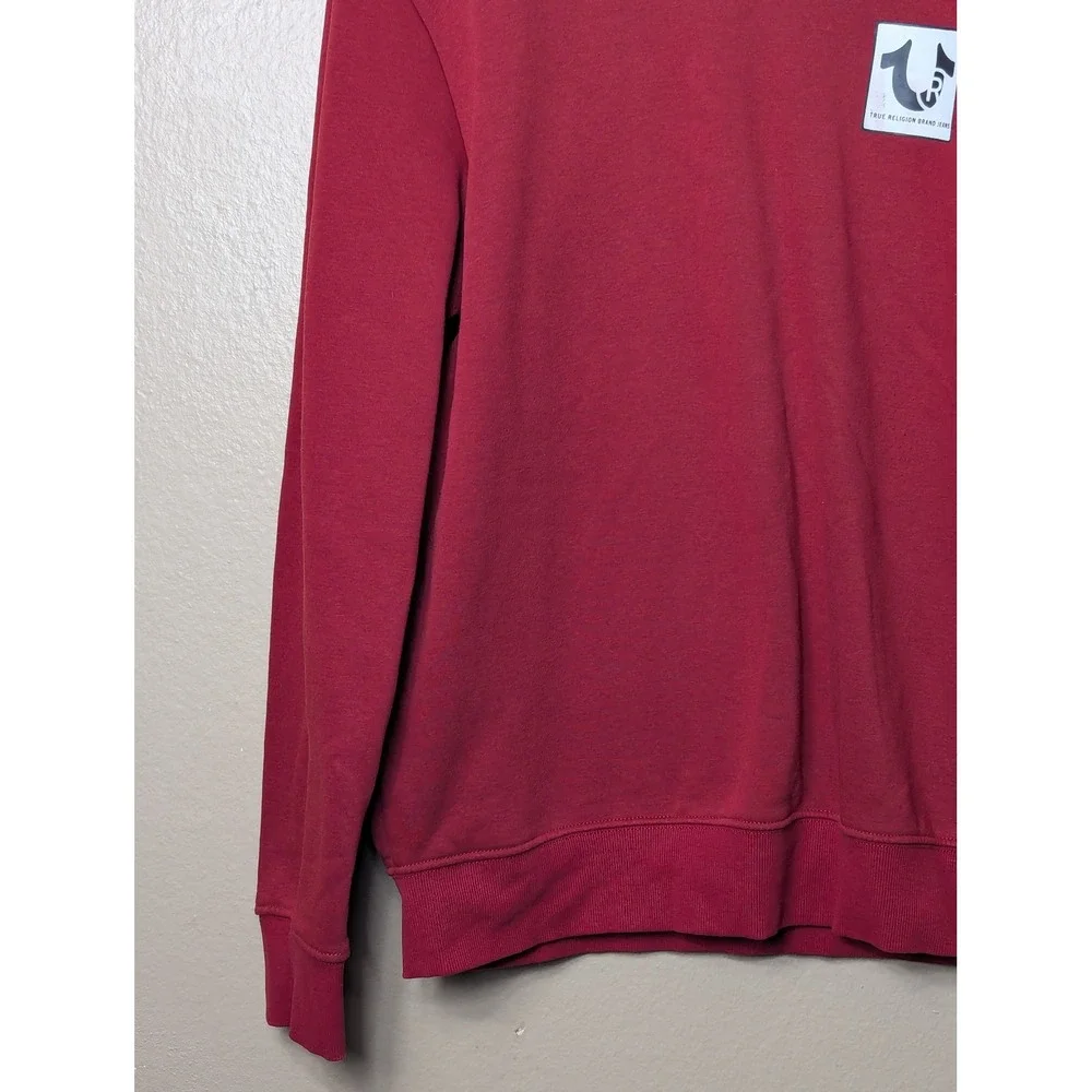 True Religion Sweatshirt Men Medium Red Buddha Logo Streetwear Graphic Crewneck